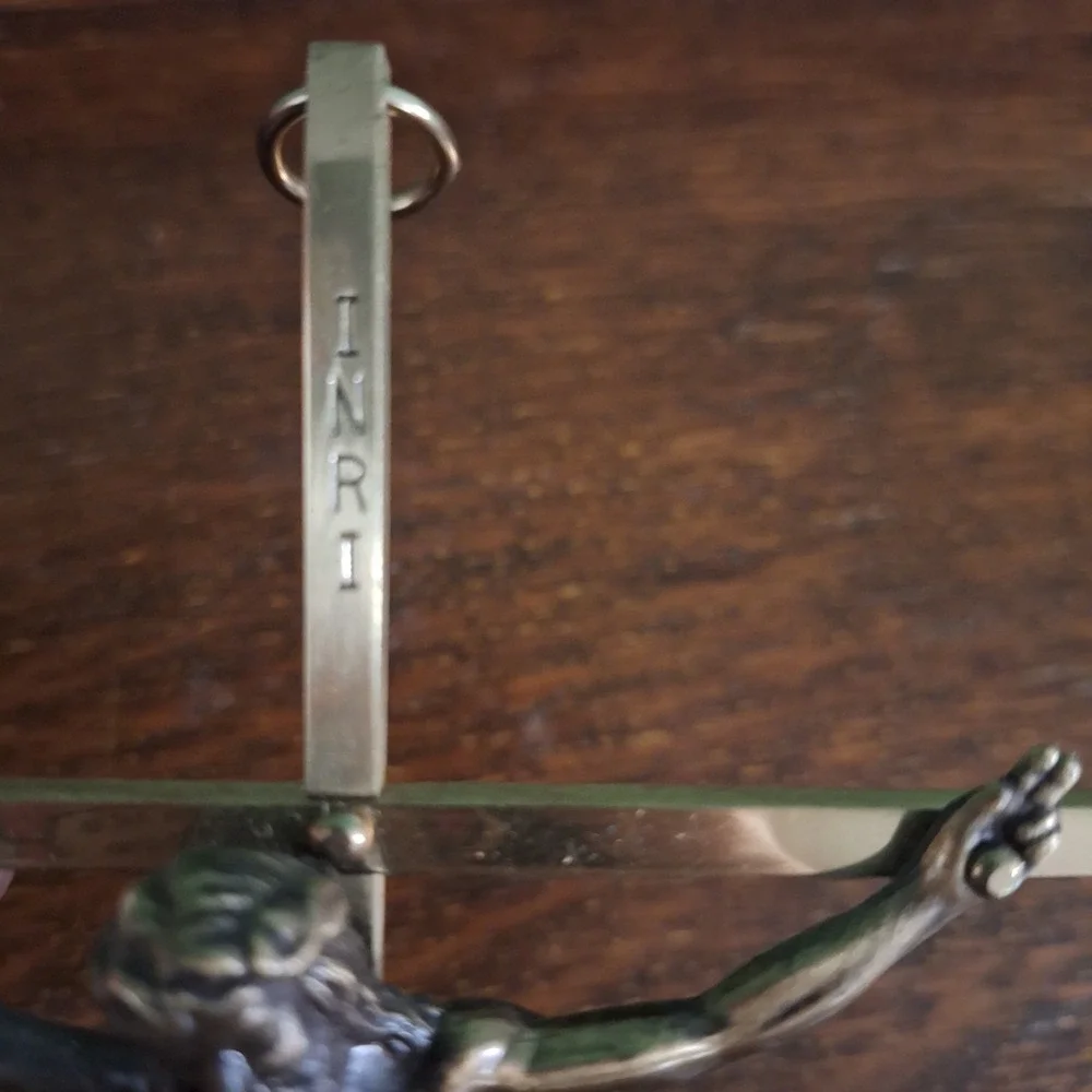 Brass Wall Crucifix INRI Vintage 10